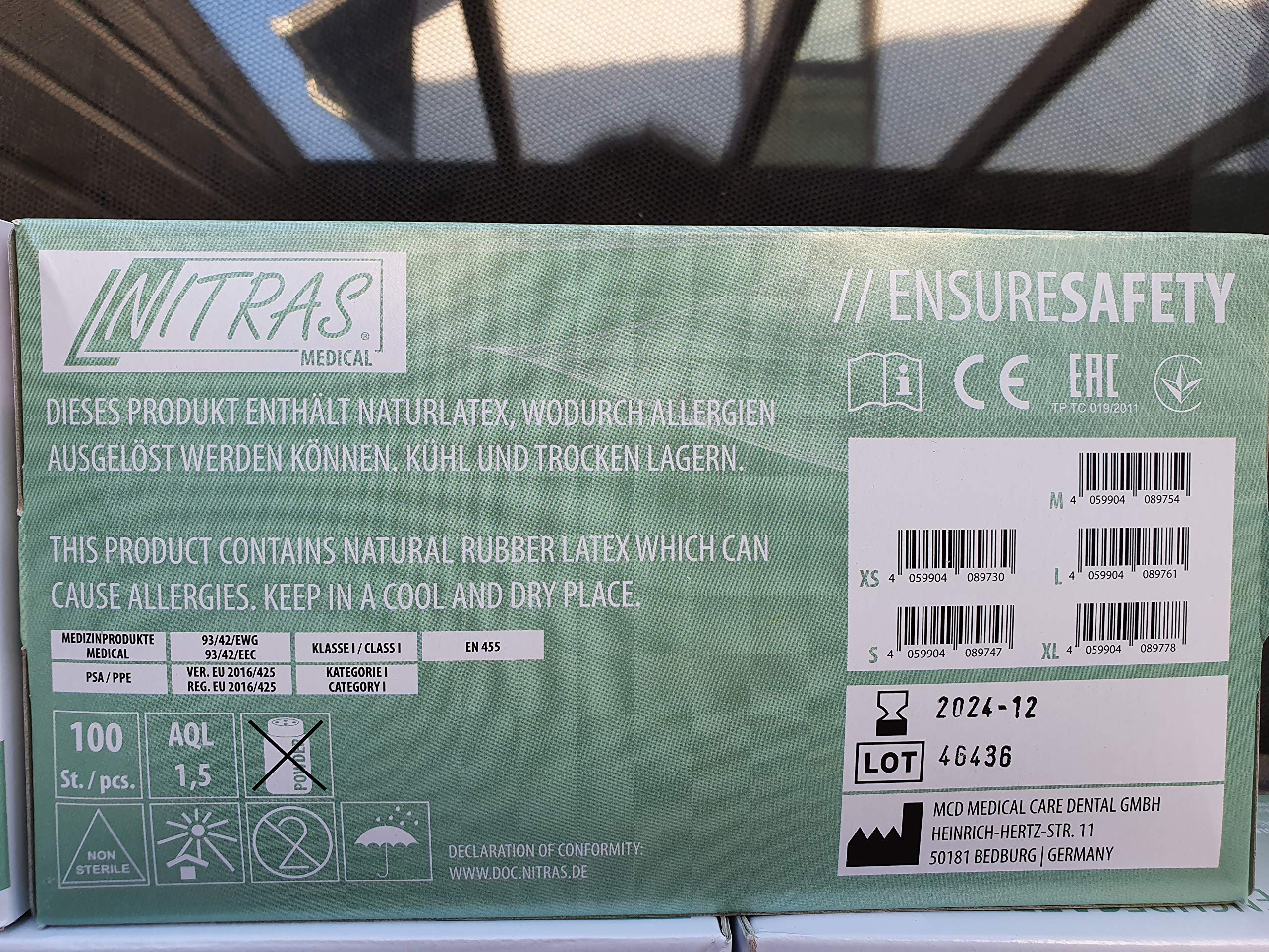 Nitras Latex-Einweghandschuhe 100 Stück je Packung (XL)
