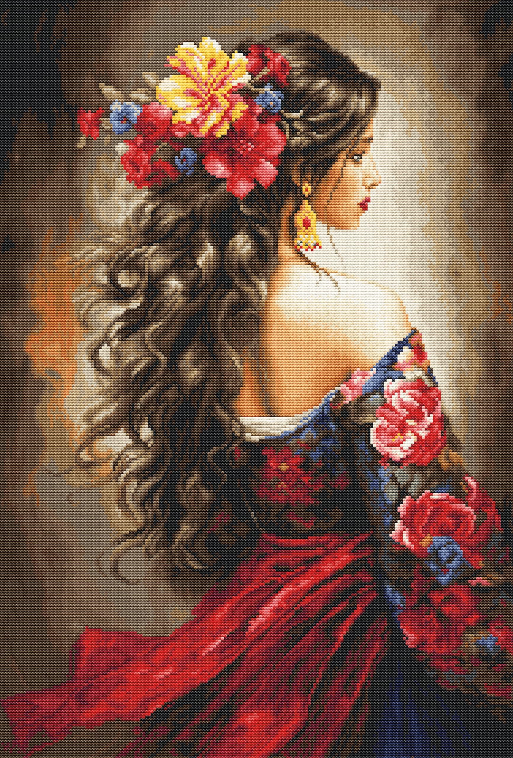 Kit Punto Croce Luca-S B705 | 32x24 Cm, 59 Colori, Fili In Cotone, Ricamo Contato Per Adulti
