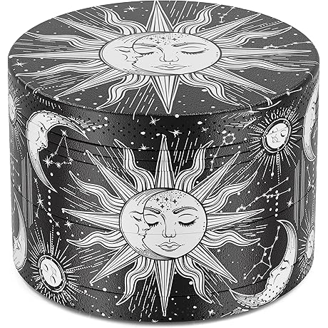 Grinder 2.5inch, Boho Grinder Sun Moon Black for Marijuana