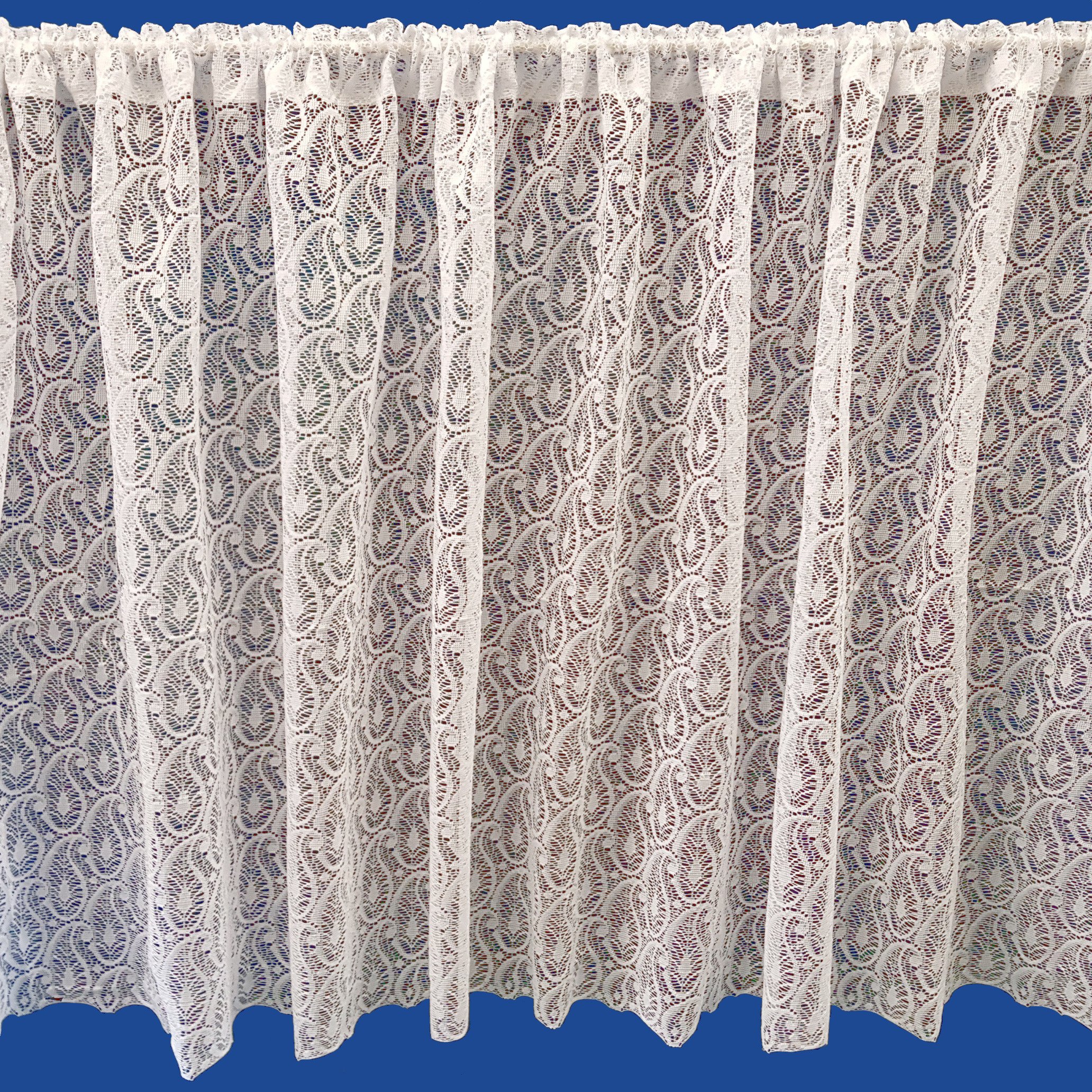 Myleene Paisley Net Curtain in White. 90inch (229cm) Drop. Sold By The Metre. by Kelly's Soft Furnshings