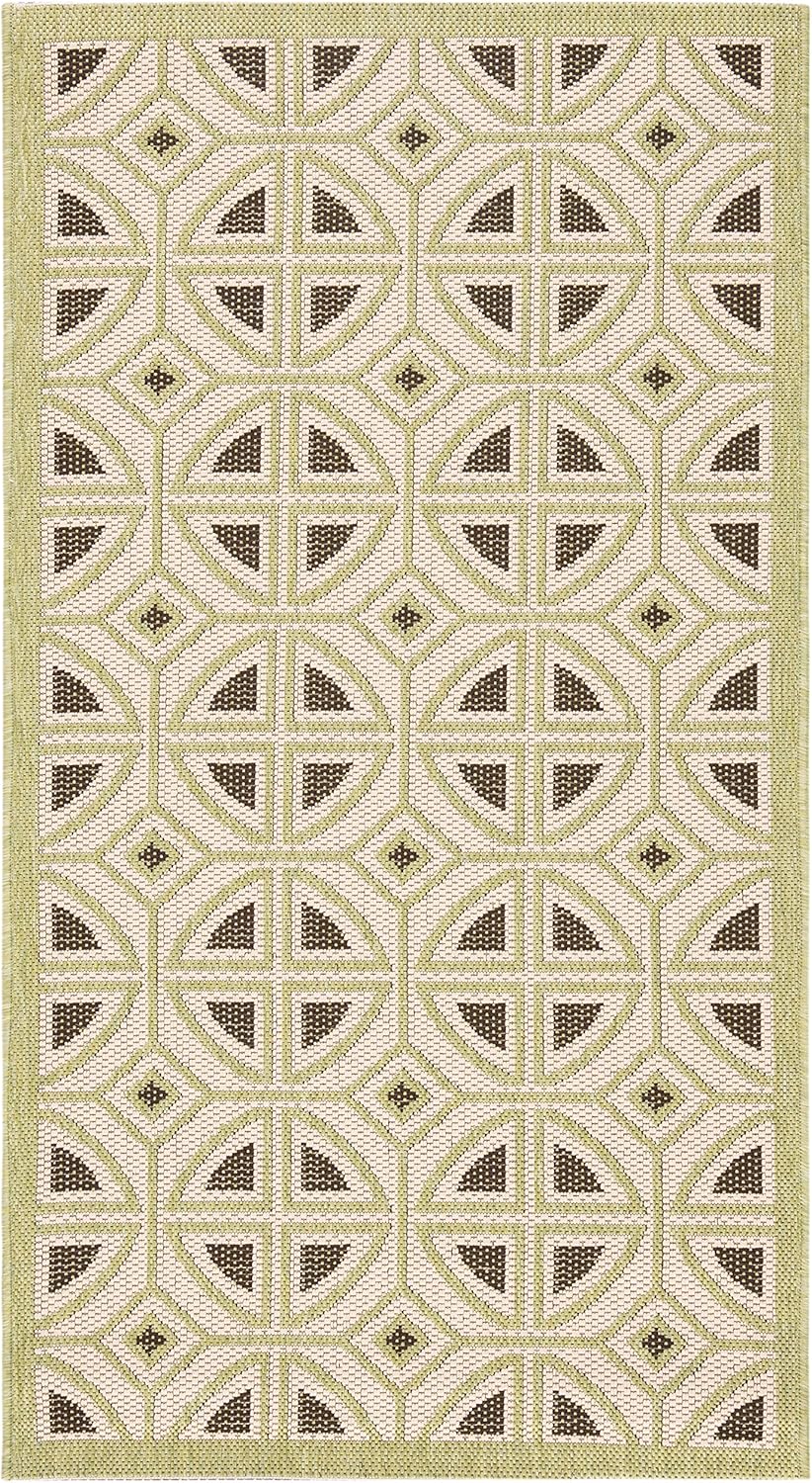 SAFAVIEH Courtyard Collection 2'7" x 5' Beige/Sweet Pea CY7017 Indoor/ Outdoor Waterproof Easy Cleaning Patio Backyard Mudroom Area Rug