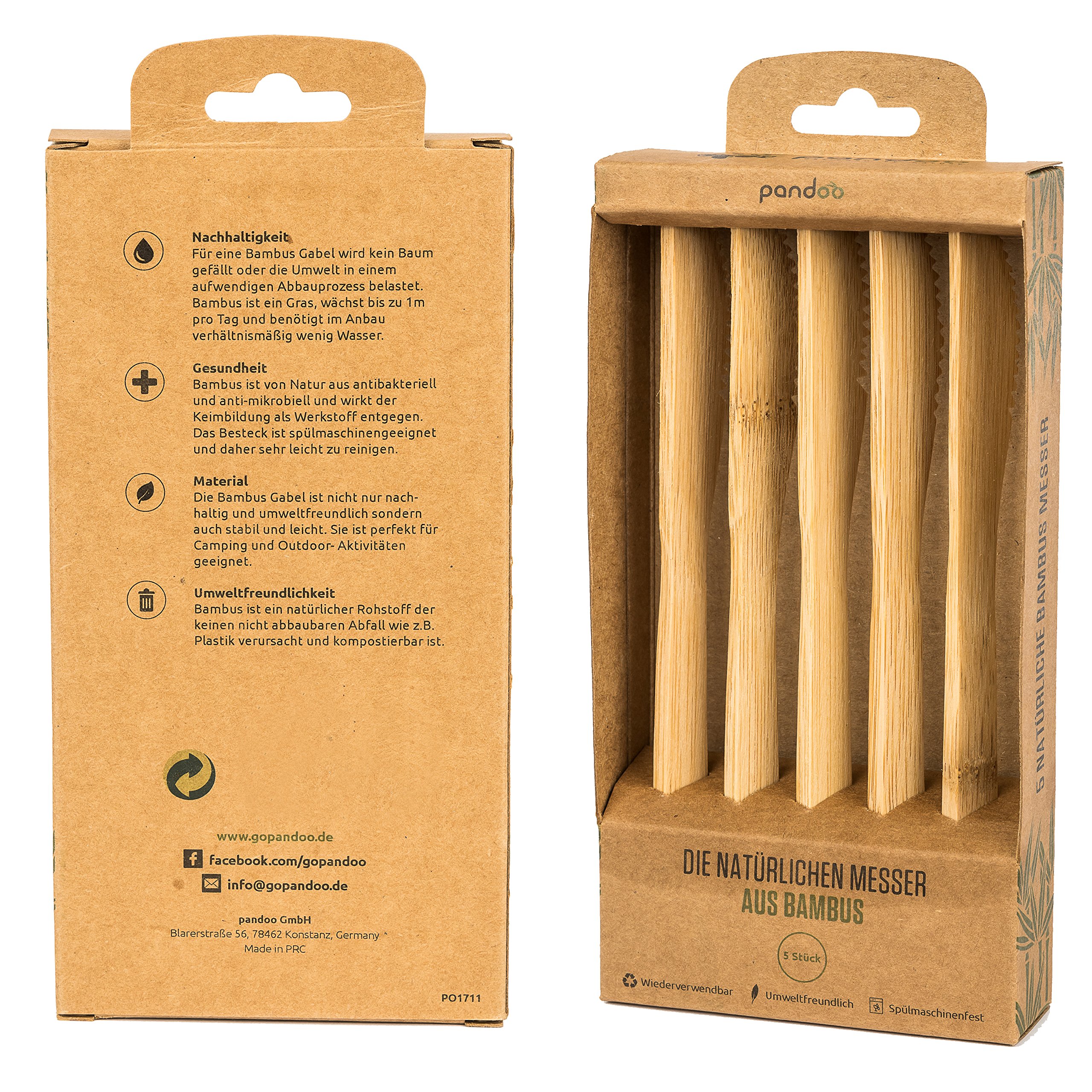 pandoo Messer aus 100% natrlichem Bambus | wiederverwendbar &  umweltfreundlich | plastikfrei | Hochwertig, leicht und stabil | biologisch  abbaubar : Amazon.de: Kche, Haushalt & Wohnen