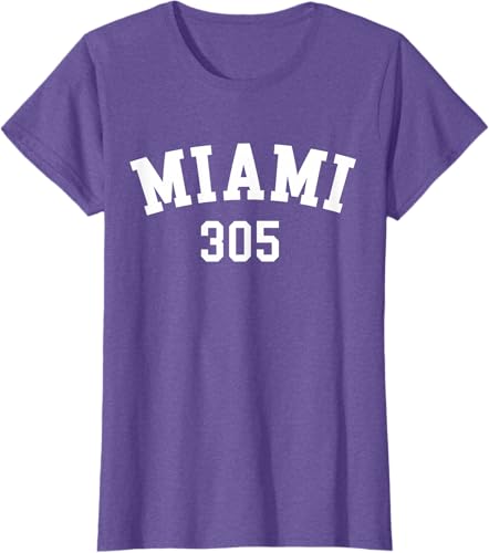 Miniatura 8 de Miami 305 USA American College Font T-Shirt Negro,Azul Marino,Azul Pastel,Arándano,Rojo,Plateado,Hierba,Verde Kelly,Marrón,Verde Oliva,Jaspeado