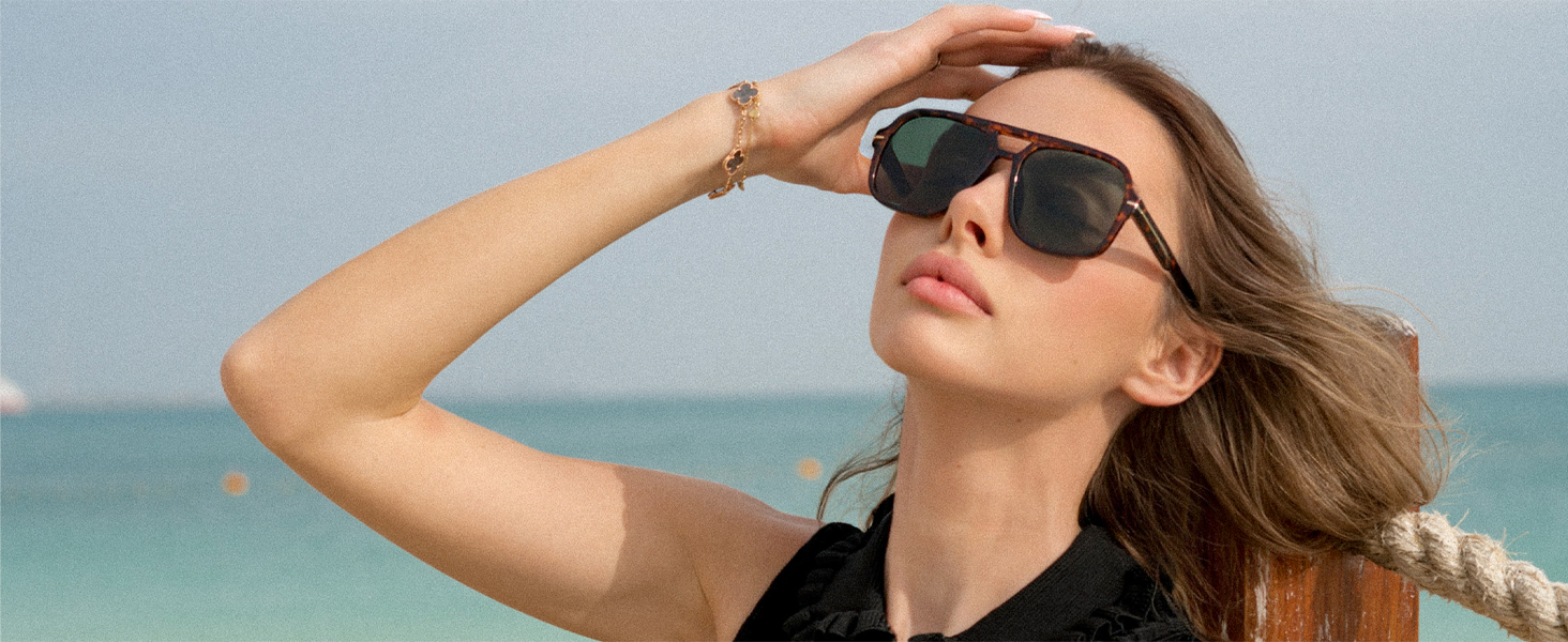 Amazon.com: HERJOUR Retro Trendy Square Aviator Sunglasses Womens