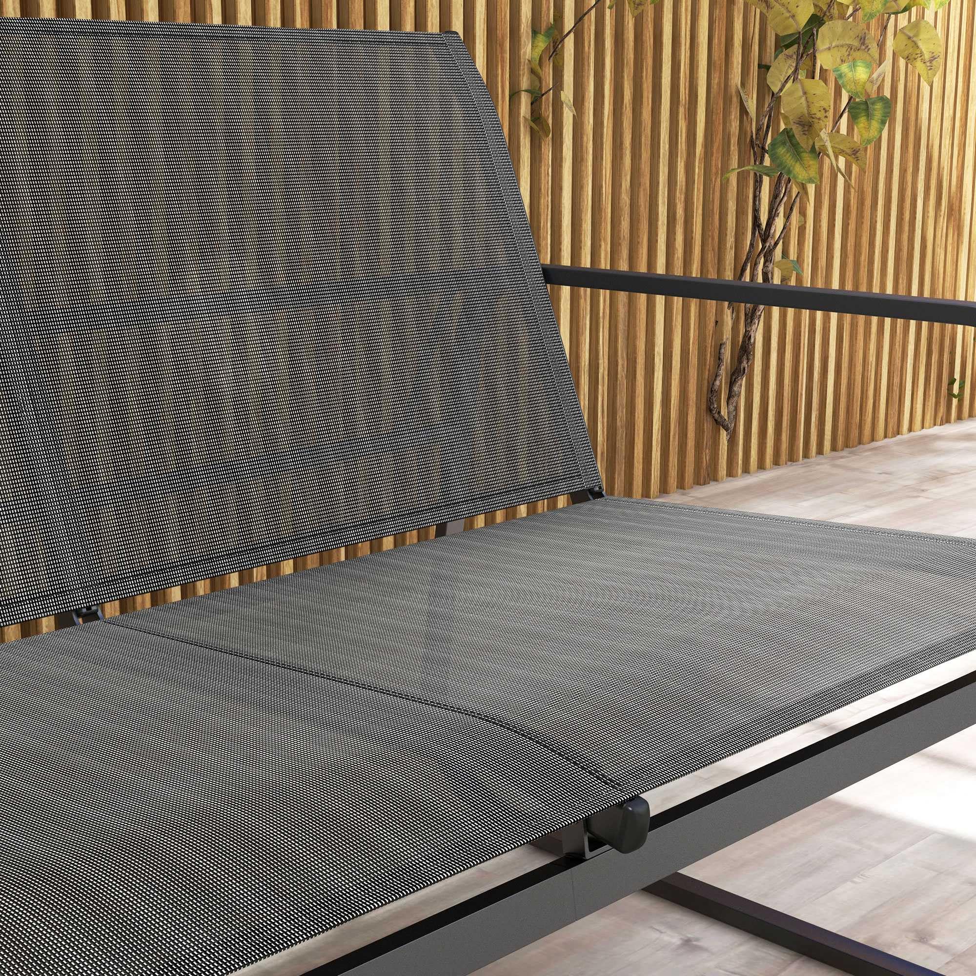 Outsunny Gartenmöbel-Set 4-TLG., Gartengarnitur mit 1 Zweisitzer, 2 Stühlen, 1 Couchtisch, Sitzgarnitur, Balkonmöbel-Set für Terrasse, Mesh, Schwarz
