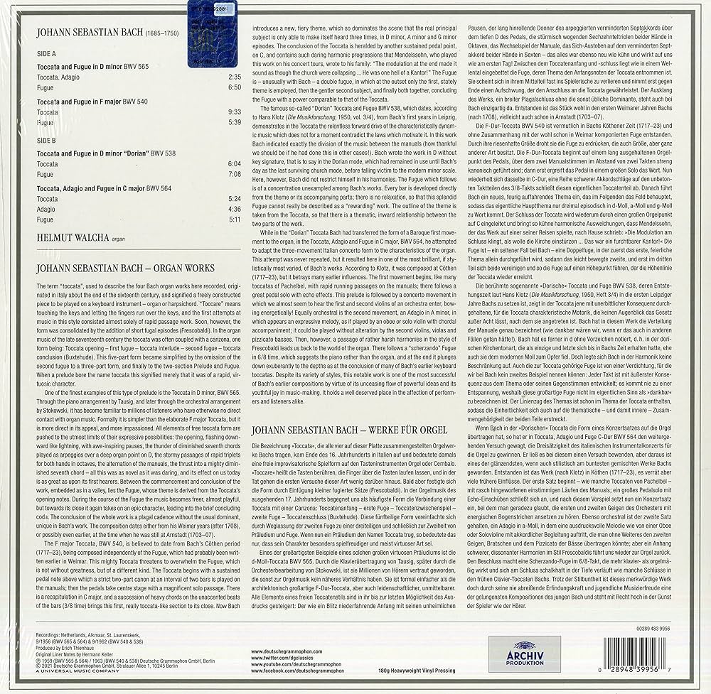 J・S・バッハ　 Toccata & Fuge LP J・S・バッハ Toccata & Fuge LP 12