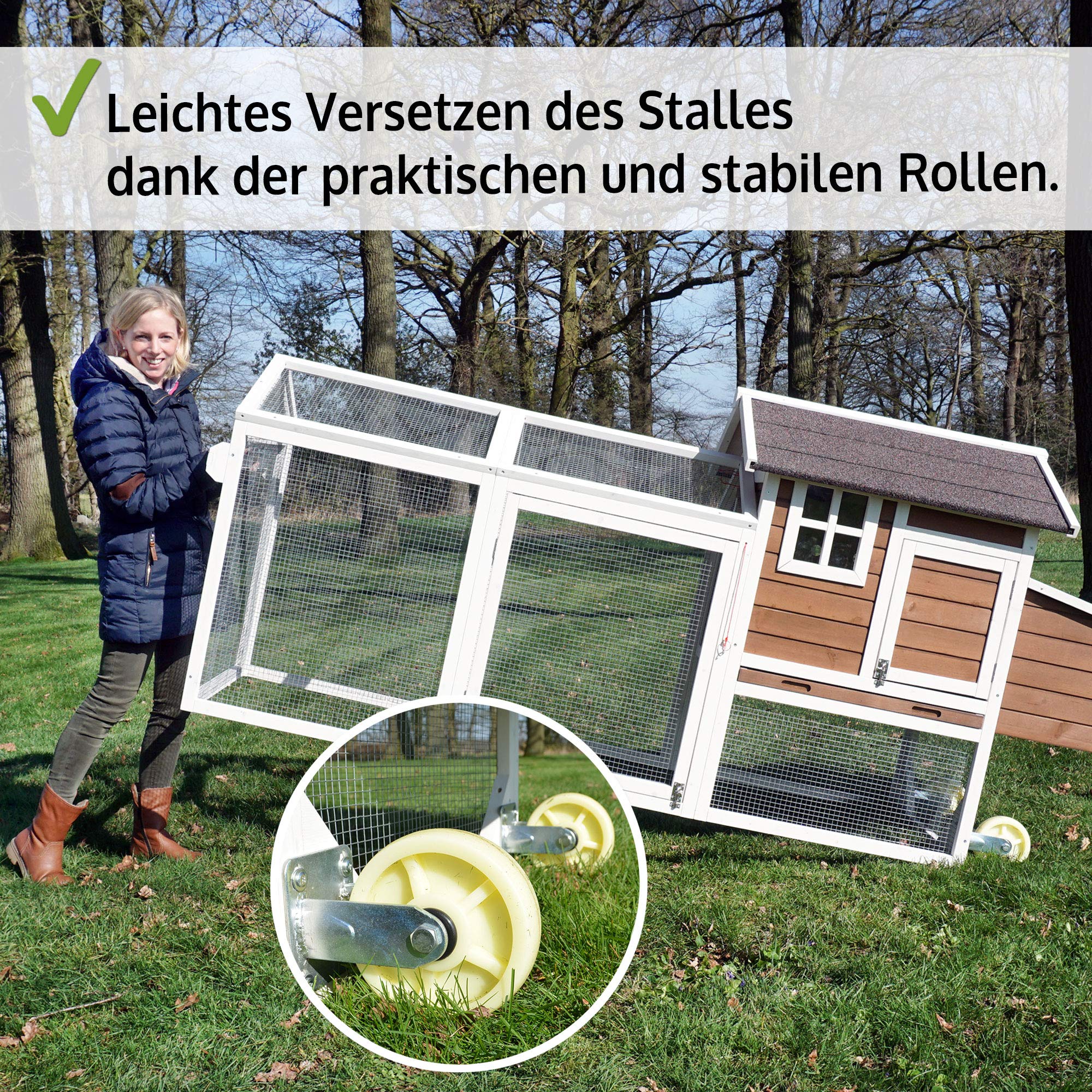zooprinz Hühnervoliere Mobi mit Rollen – Hühnerstall aus Vollholz