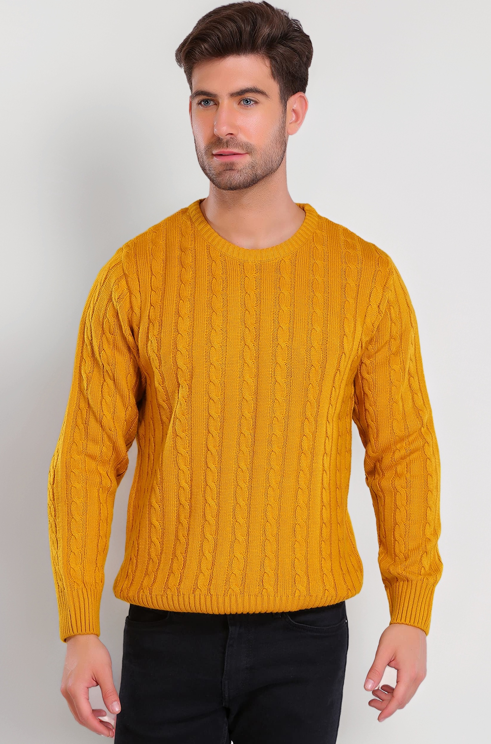 Vintage Cable Sweater - Mustard