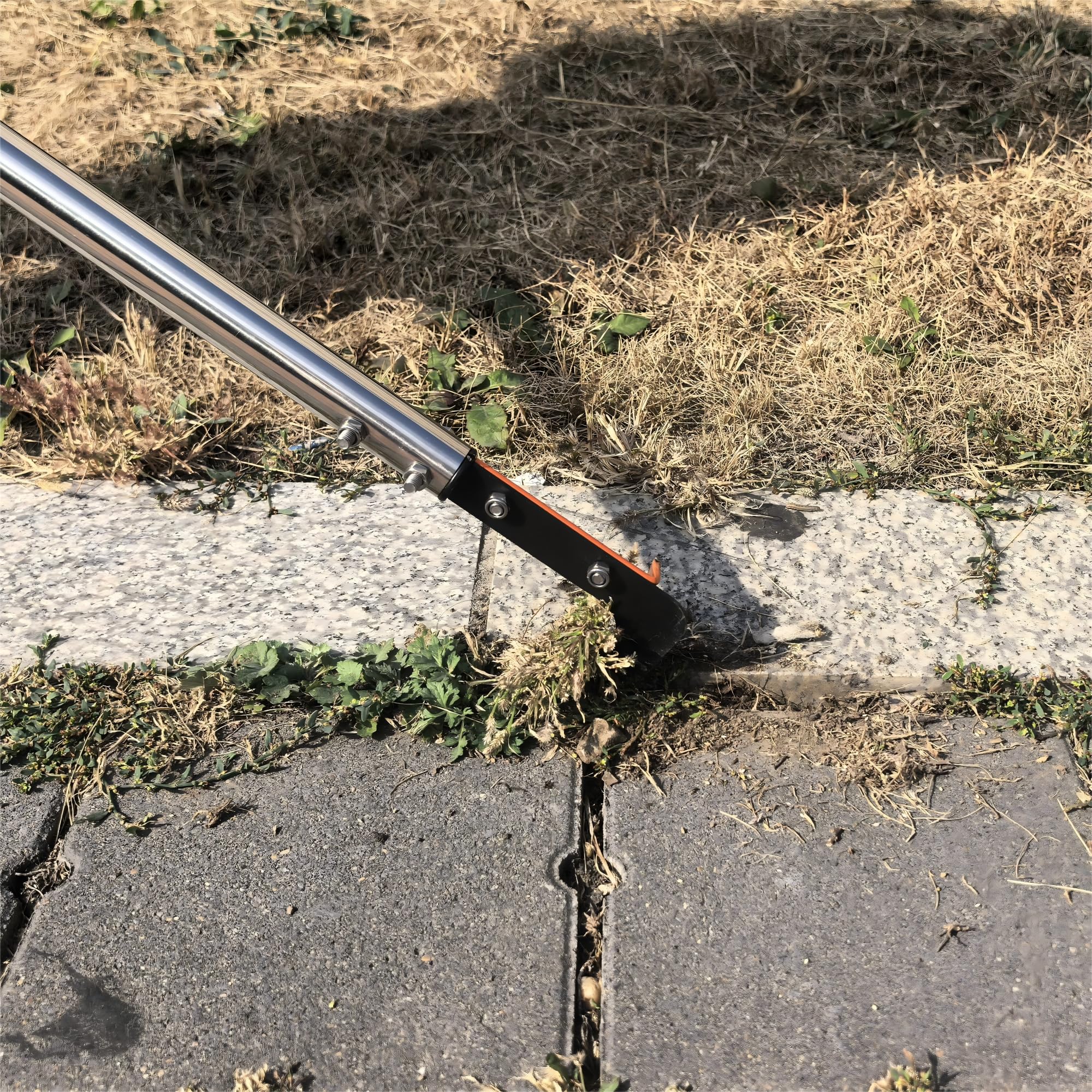 Weeder - Diserbatore a forma di L in acciaio per molle, 147,3 cm | Maniglia regolabile in acciaio inox da giardino, per marciapiedi, vialetti, cortili