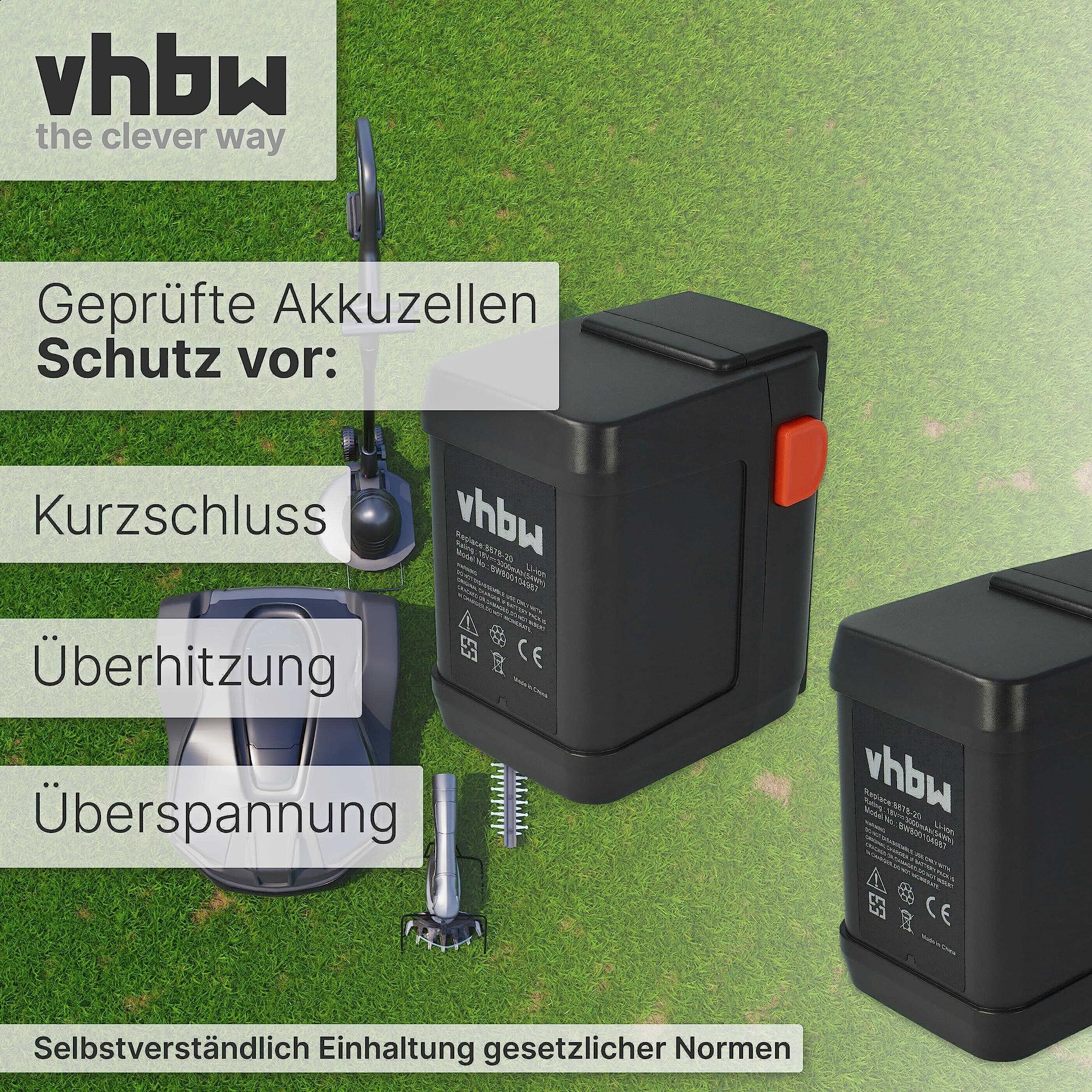 Vhbw zestaw oszczędzający 2 x akumulator litowo-jonowy 3000 mAh (18 V) do Allround narzędzia do dmuchawy Gardena Accujet 18-Li & 8835-U, 8835-20, 8839, 8839-20.