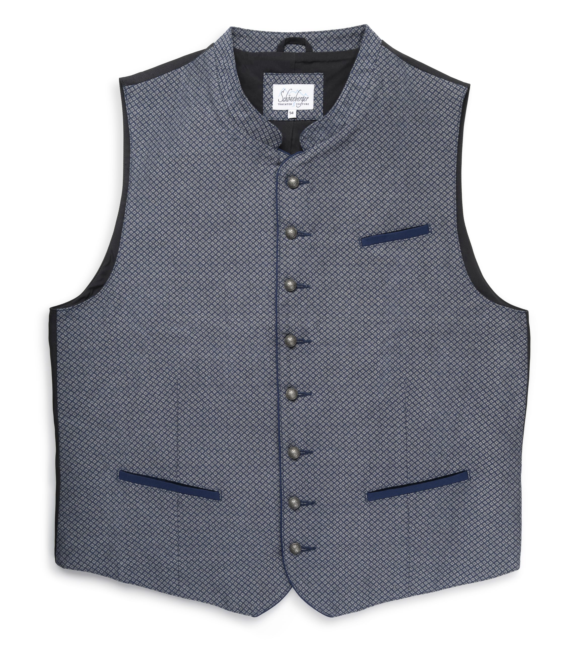 Schöneberger Trachten Couture Gilet da uomo in pelle di alta qualità, per Oktoberfest, colore blu reale