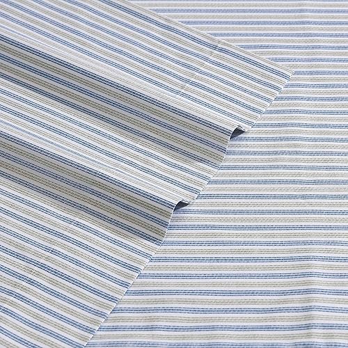 Miniatura 3 de Eddie Bauer - Juego de ropa de cama de percal de algodón, decoración fresca y elegante para el hogar, sábanas de tamaño King (rayas punteadas, azul