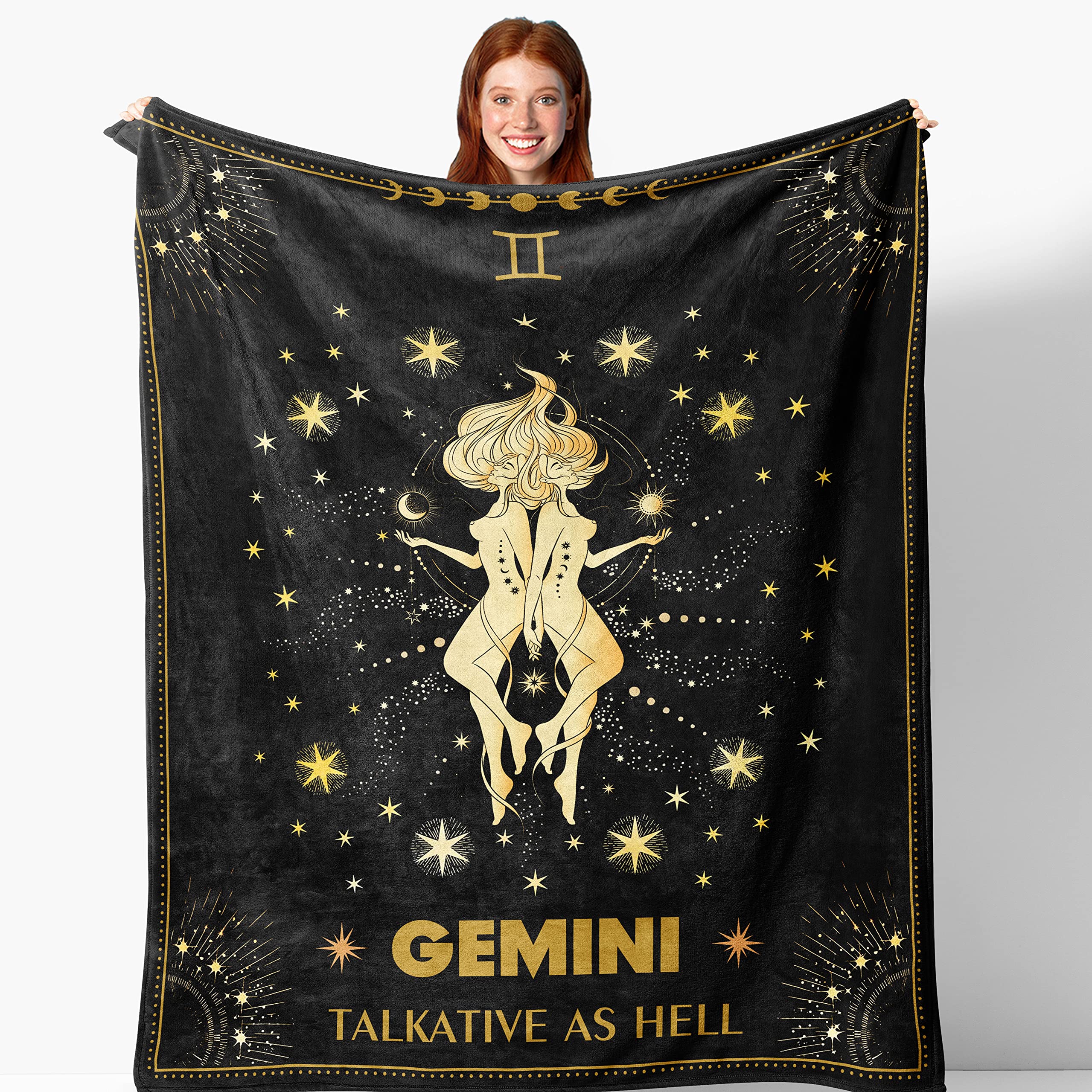 Gemini Gifts for Women, Gemini Gifts, Gemini Gifts for Men, Gemini Blanket 50"X60", Gemini Birthday Gifts, Gemini Birthday Decorations, Gemini Zodiac Gifts, May/June Birthday Gifts for Gemini