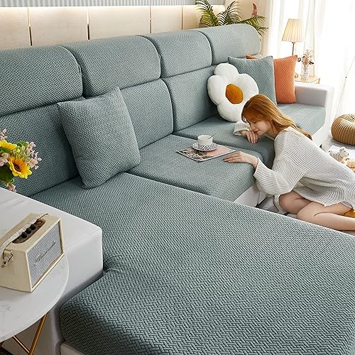 Miniatura 5 de Nolaninterior - Fundas para sofá mágicas, fundas para sofá mágicas, universales, elásticas, elásticas, antideslizantes, en forma de L, BL003 (verde