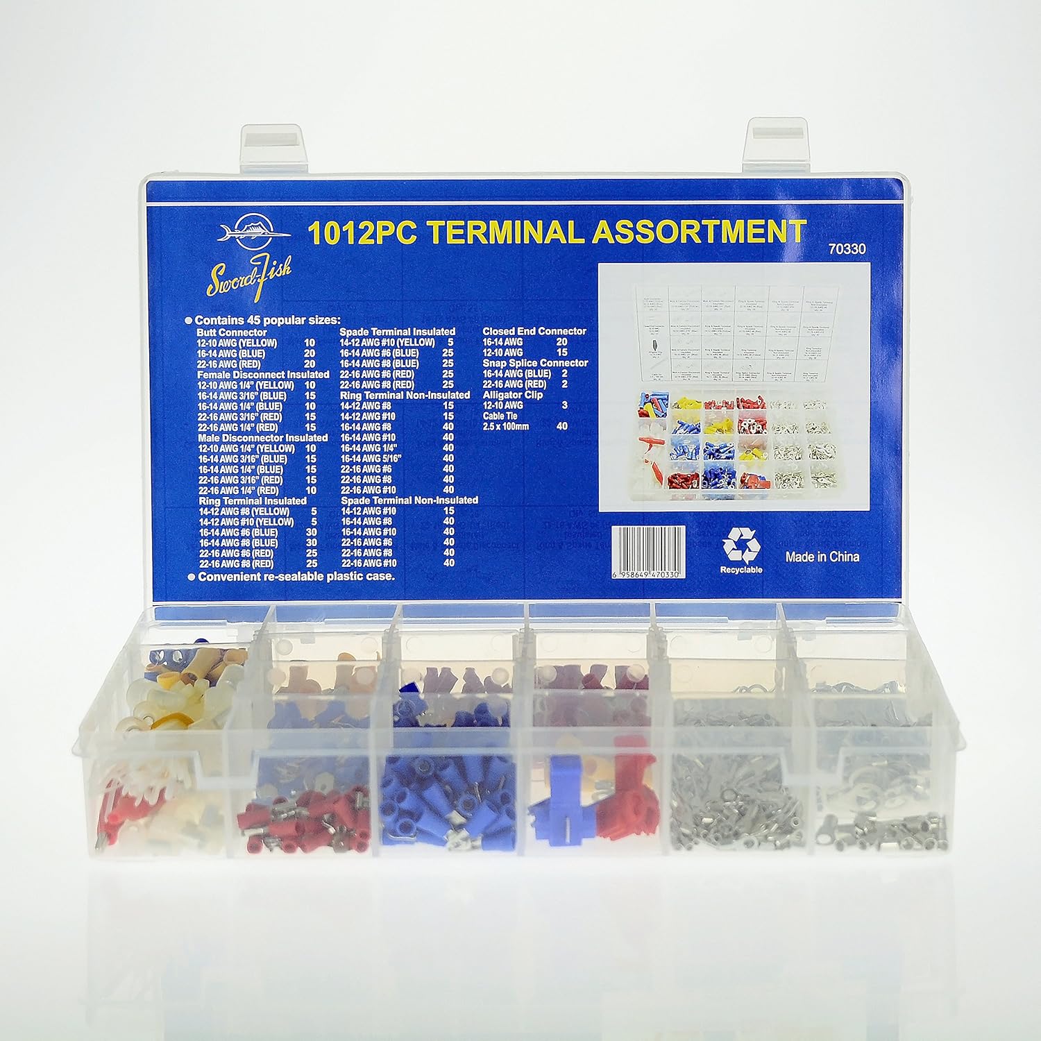 Swordfish 70330-1012 Piece Electrical Connector Terminal Assortment Kit