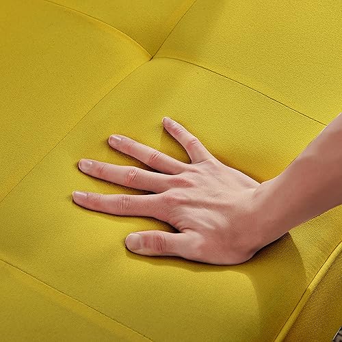 Miniatura 6 de Sofá cama de tela moderna, sofá cama convertible con 2 almohadas y reposabrazos, sofá reclinable plegable de 75 pulgadas con patas de madera maciza