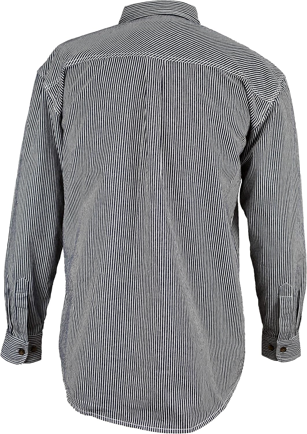 FiveBrother Men's Flex-Denim Long Sleeve Hickory Stripe Logger Shirt | ½ Zip Front