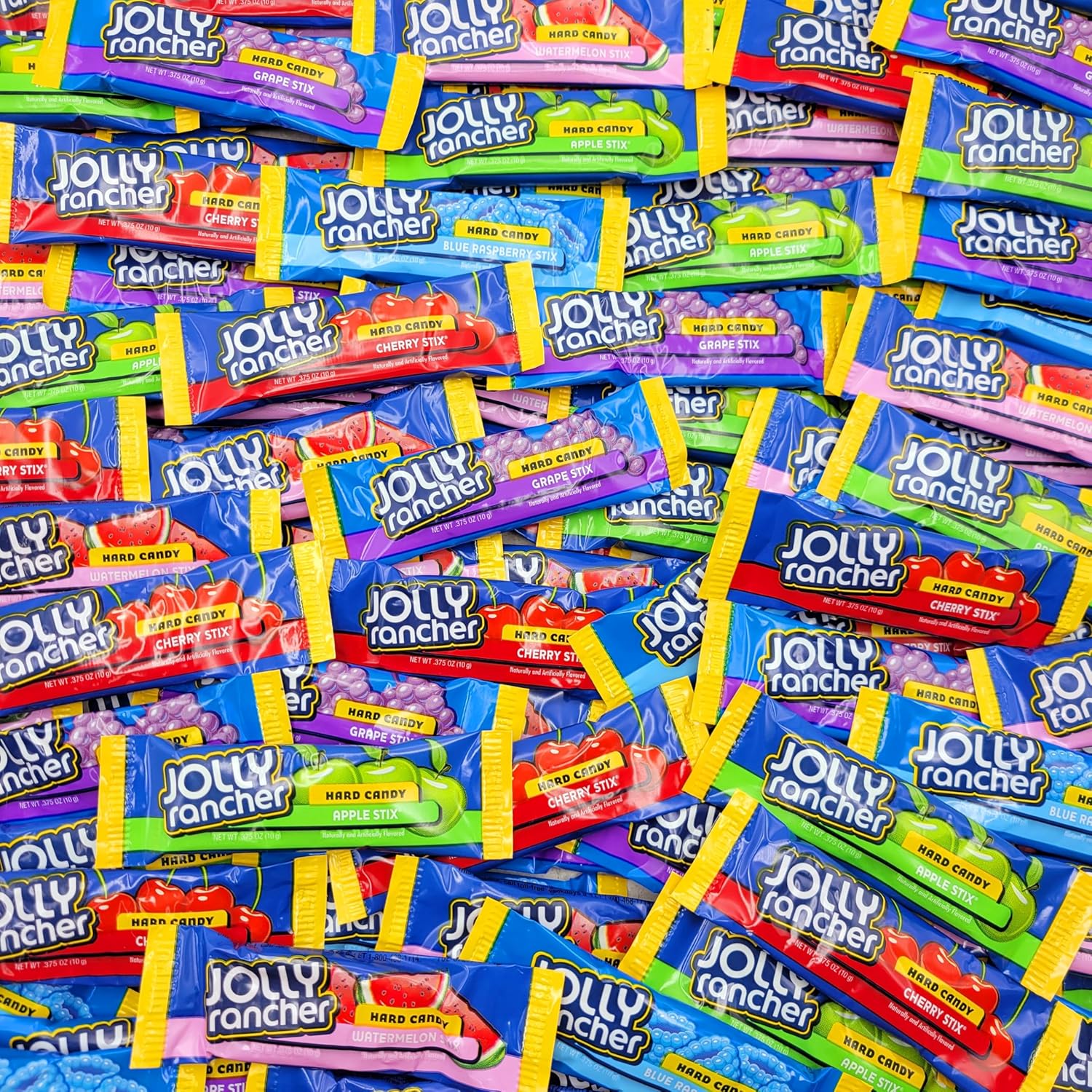 Jolly Rancher Stix Hard Candy - 50 Individually Wrapped Jolly Rancher Sticks Bulk Candy - Assorted Flavored Jolly Ranchers Hard Candy - Jolly Rancher Candy Sticks - Hard Candy Bulk Pack - 50 Pieces