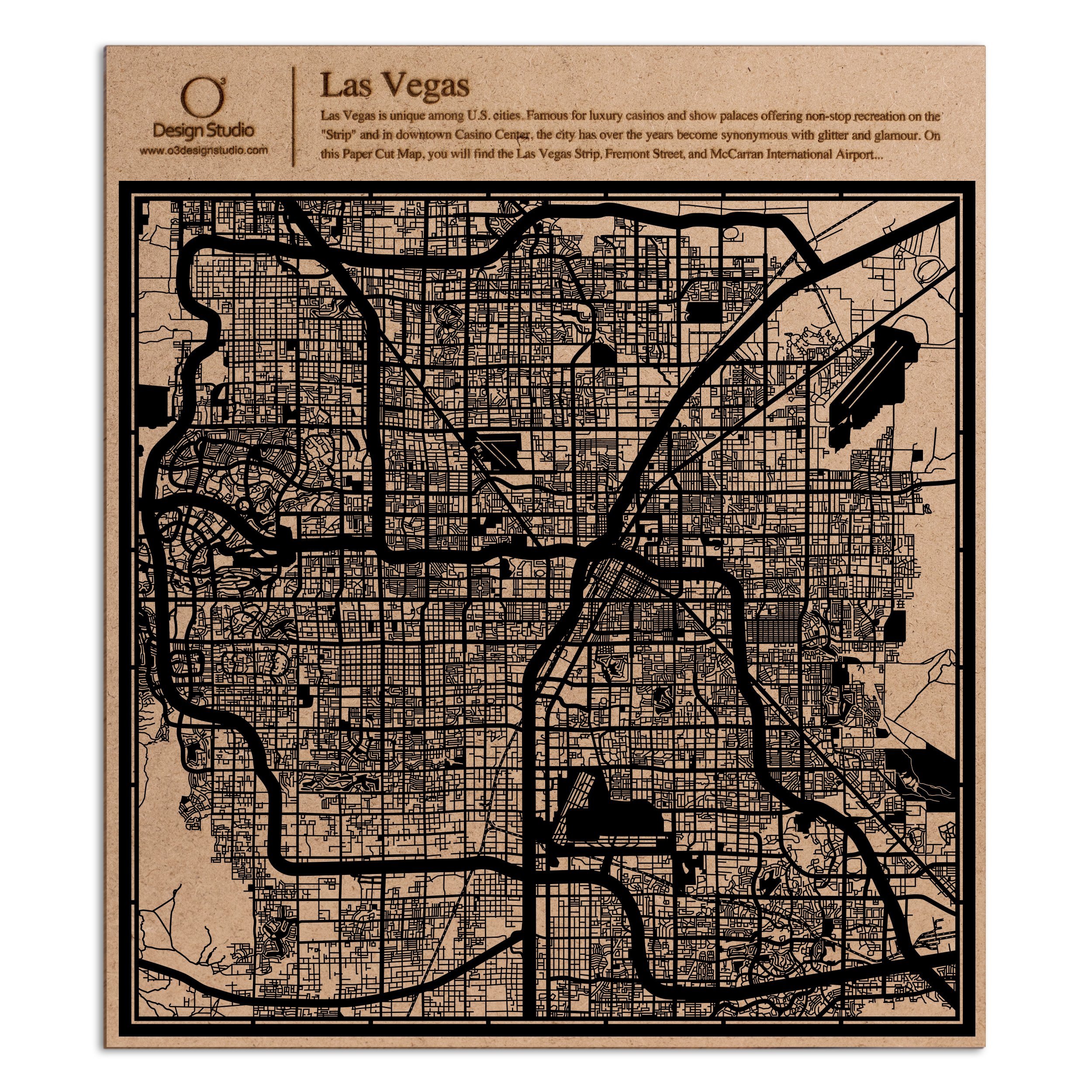 Amazon.com: O3 Design Studio Paper Cut Map Las Vegas Black 12×12 inches  Paper Art: Wall Art