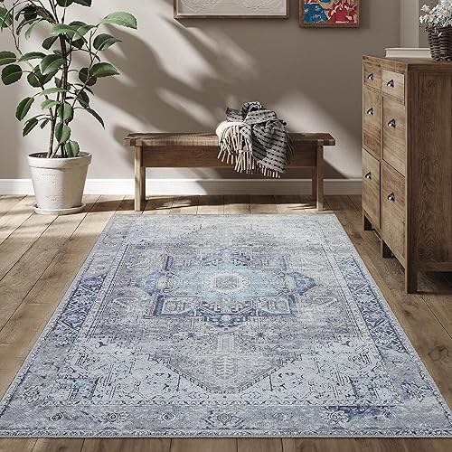 RugOver Alfombra lavable a máquina apta para mascotas y resistente para interiores cocina baño sala de estar 6 pies 3 pulgadas x 9 pies 6 pulgadas