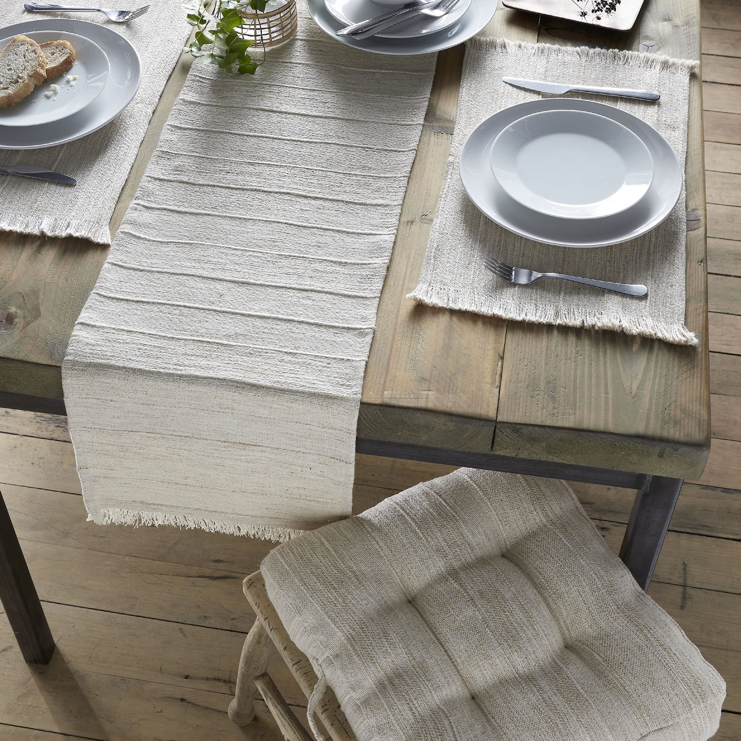 Pineapple Elephant Florin Cotton Just Blend Table Runner Natural