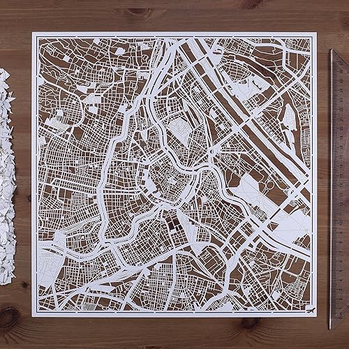 Miniatura 2 de O3 Design Studio - Mapa de corte de papel de Viena de 12 x 12 pulgadas, color blanco