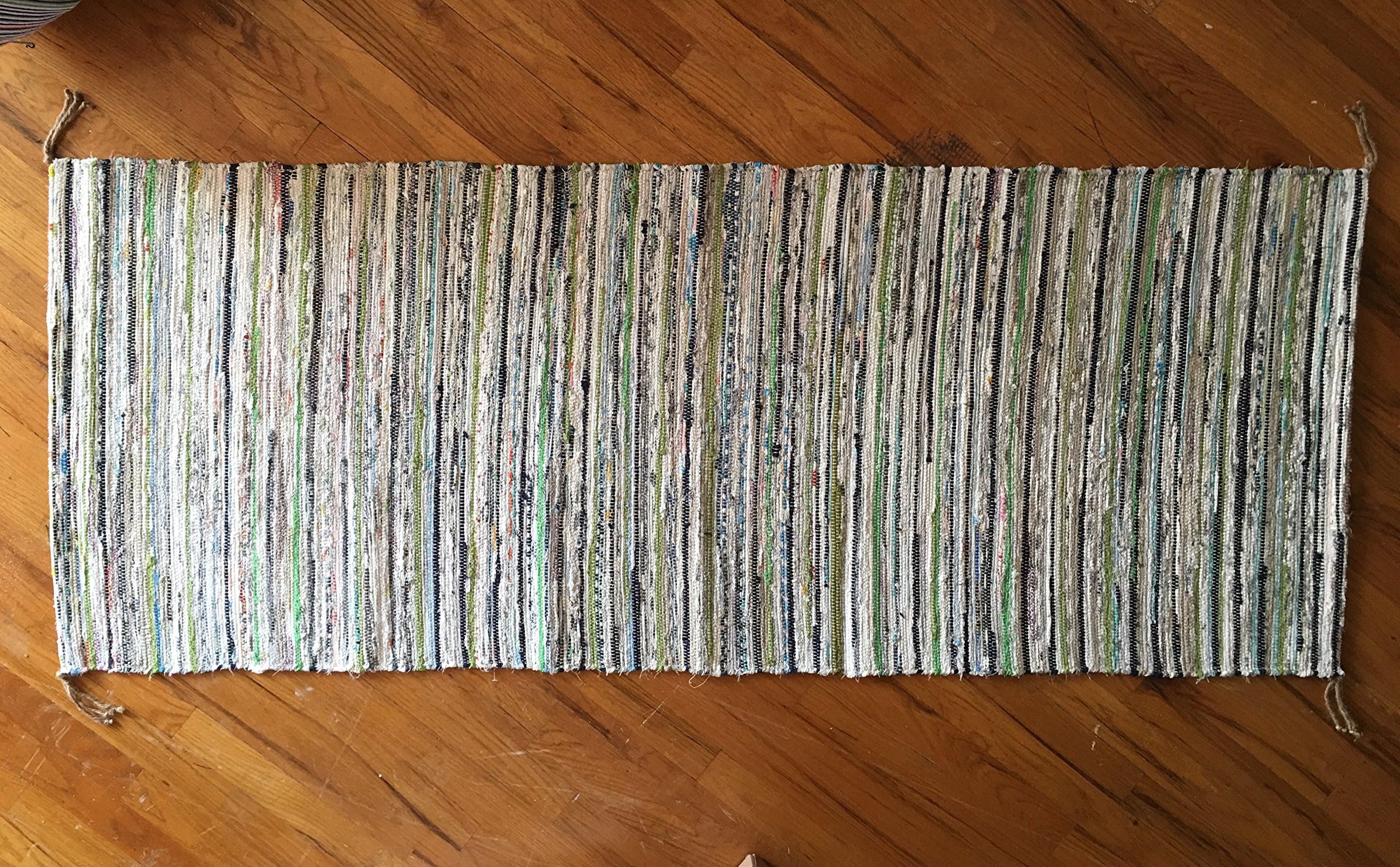 Ikea Handwoven Area Kitchen Rug Stripes Cotton Throw Mat Runner