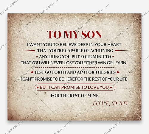Miniatura 7 de AMERICAN LUXURY GIFTS To My Son - Love Dad Wall Art Print - 10x8 Inspirational Family Print For Home Decor, Office Decor. Loving Message Wall Print