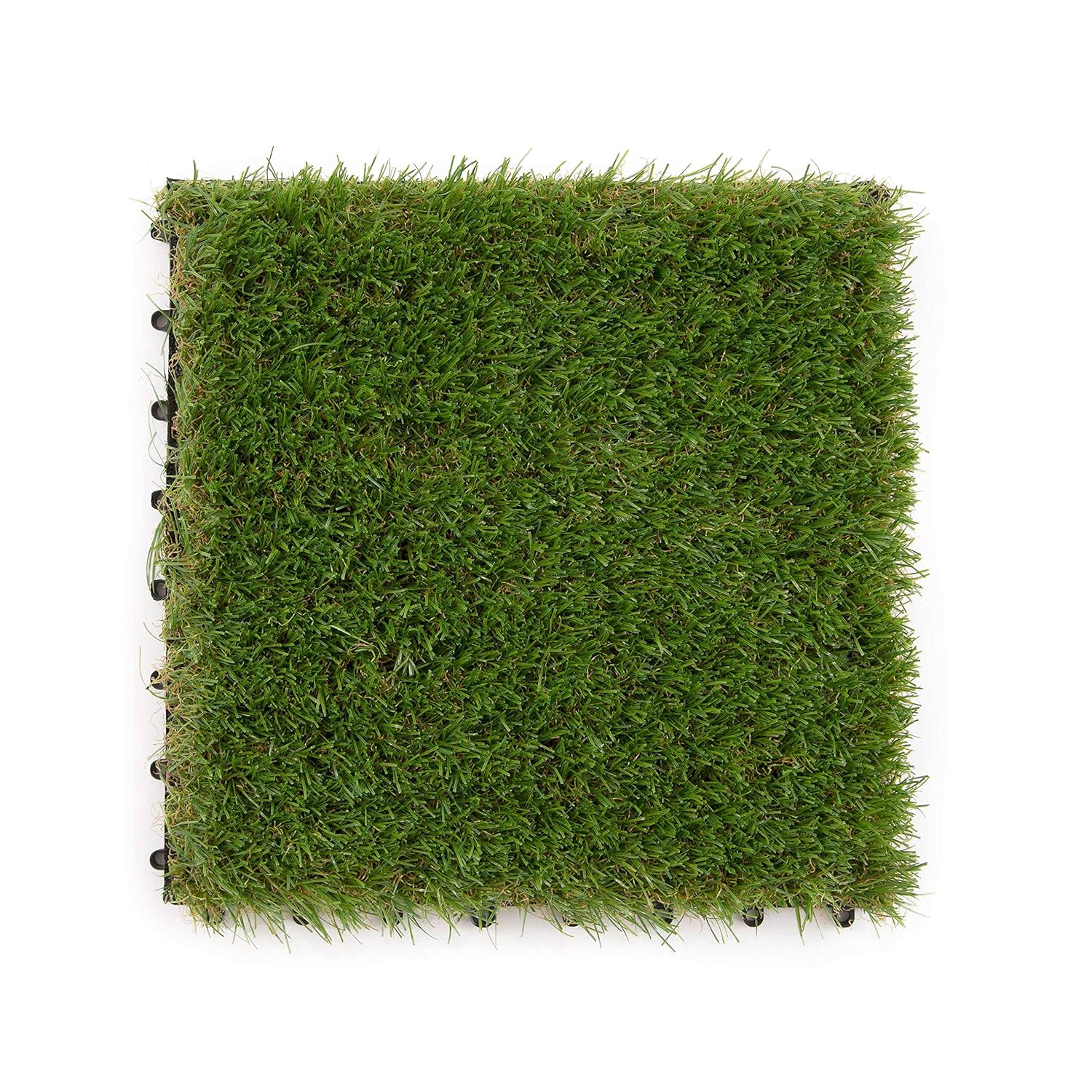 IncStores Helios Interlocking Patio Deck Tiles | All Weather | Waterproof Outdoor Flooring for Patio, Balcony Flooring, Garden and Poolside | 12x12 | 11 Grass Tiles