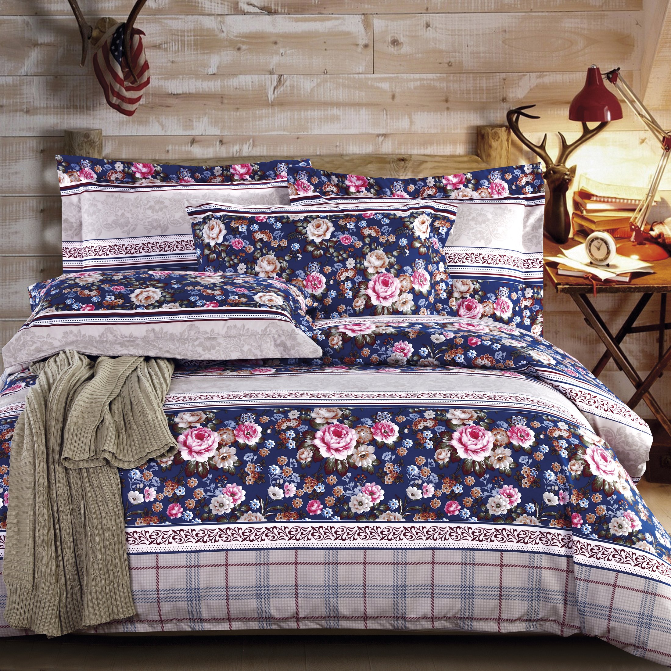 3pcs Microfiber Duvet Cover Set with 4 Corner Ties,Zipper Closure,F/Queen 90x90