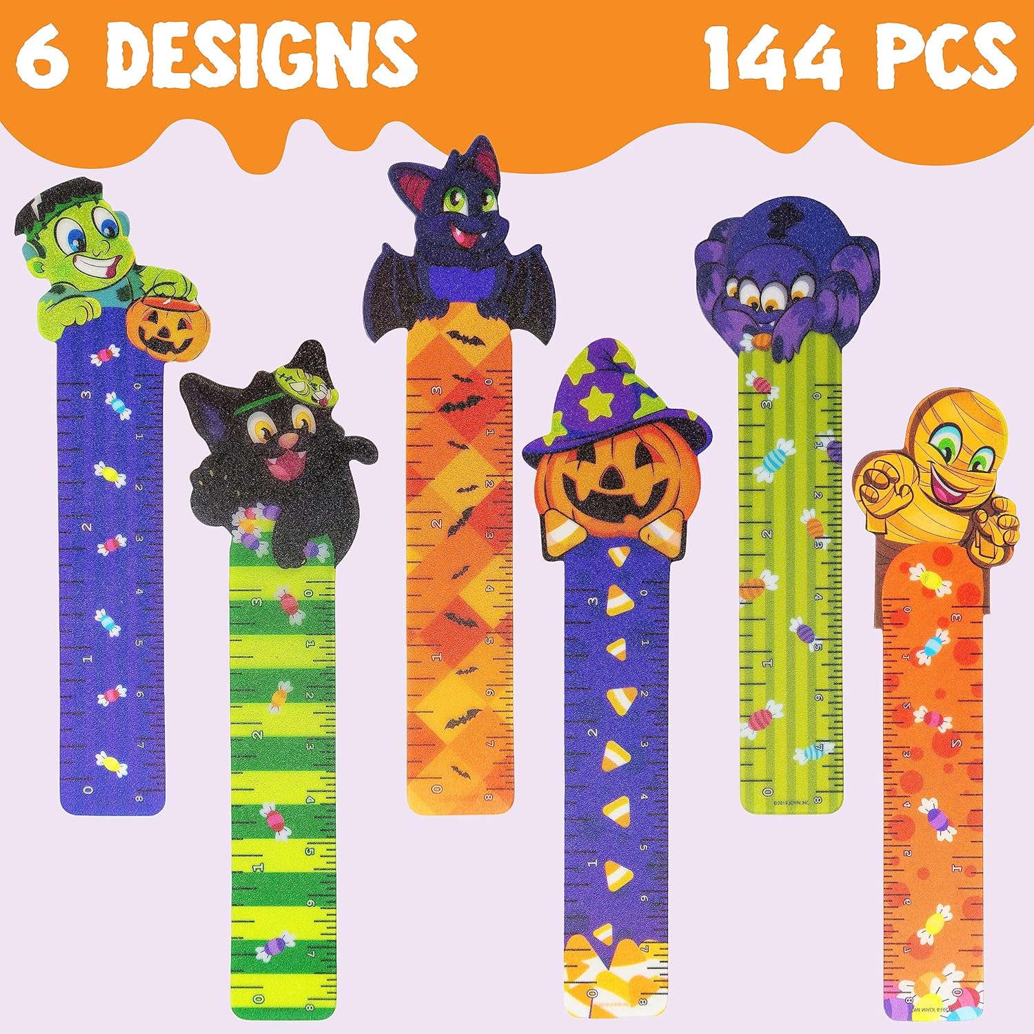 JOYIN 144 PCS Halloween Bookmark Rulers Party Favor Pack (6 Designs) with Halloween...