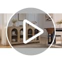 65" Sideboard Buffet Cabinet with Arched Glass Doors, Natural image 7
