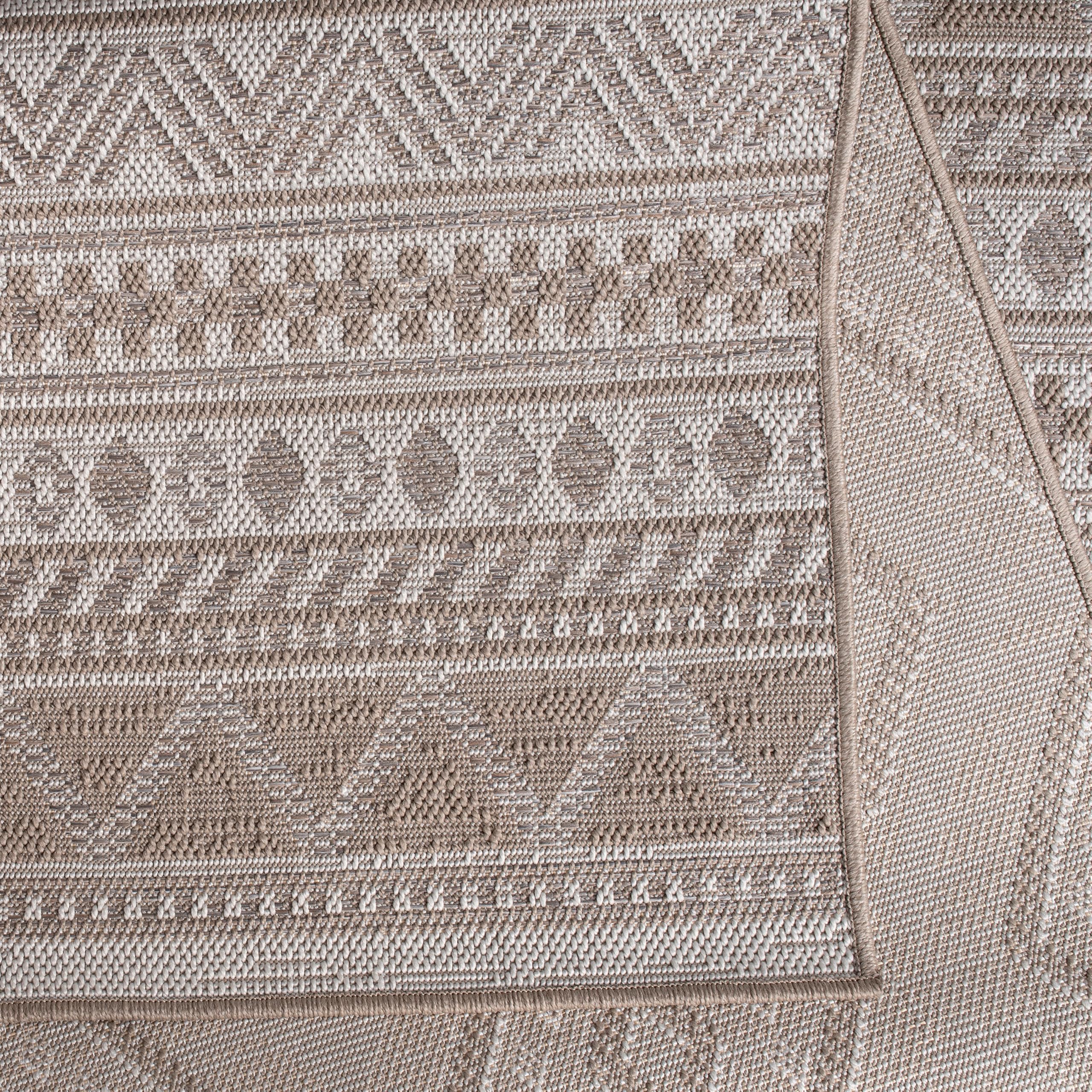 Paco Home Outdoor Teppich, Wetterfest, UV-beständig & Pflegeleicht, Flachgewebe Modern Boho-Style. Ideal für Terrasse Balkon Wohnzimmer & Küche, Grösse:200x280 cm, Farbe:Beige 2