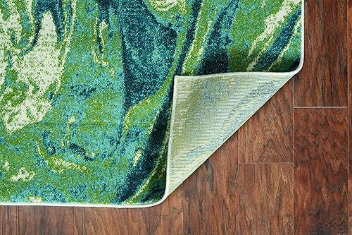 Miniatura 4 de Kas Rugs Watercolors - Alfombra abstracta de mediados de siglo, color verde azulado, 5 pies x 7 pies 6 pulgadas