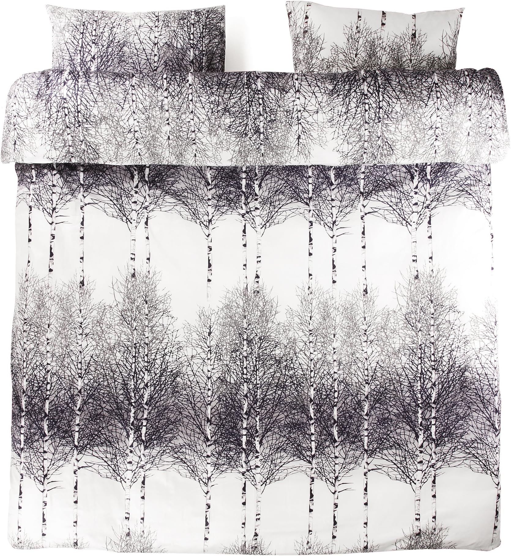 Vallila Interior KOIVIKKO Sateen Cotton Double BEDSET, Trees, Grey