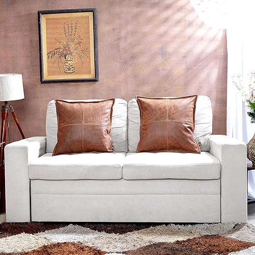 Miniatura 5 de Funda de almohada de piel de cordero  Funda decorativa de cojín para sofá  Fundas para sala de estar y dormitorio, 16 x 16 pulgadas  Caja de coñac