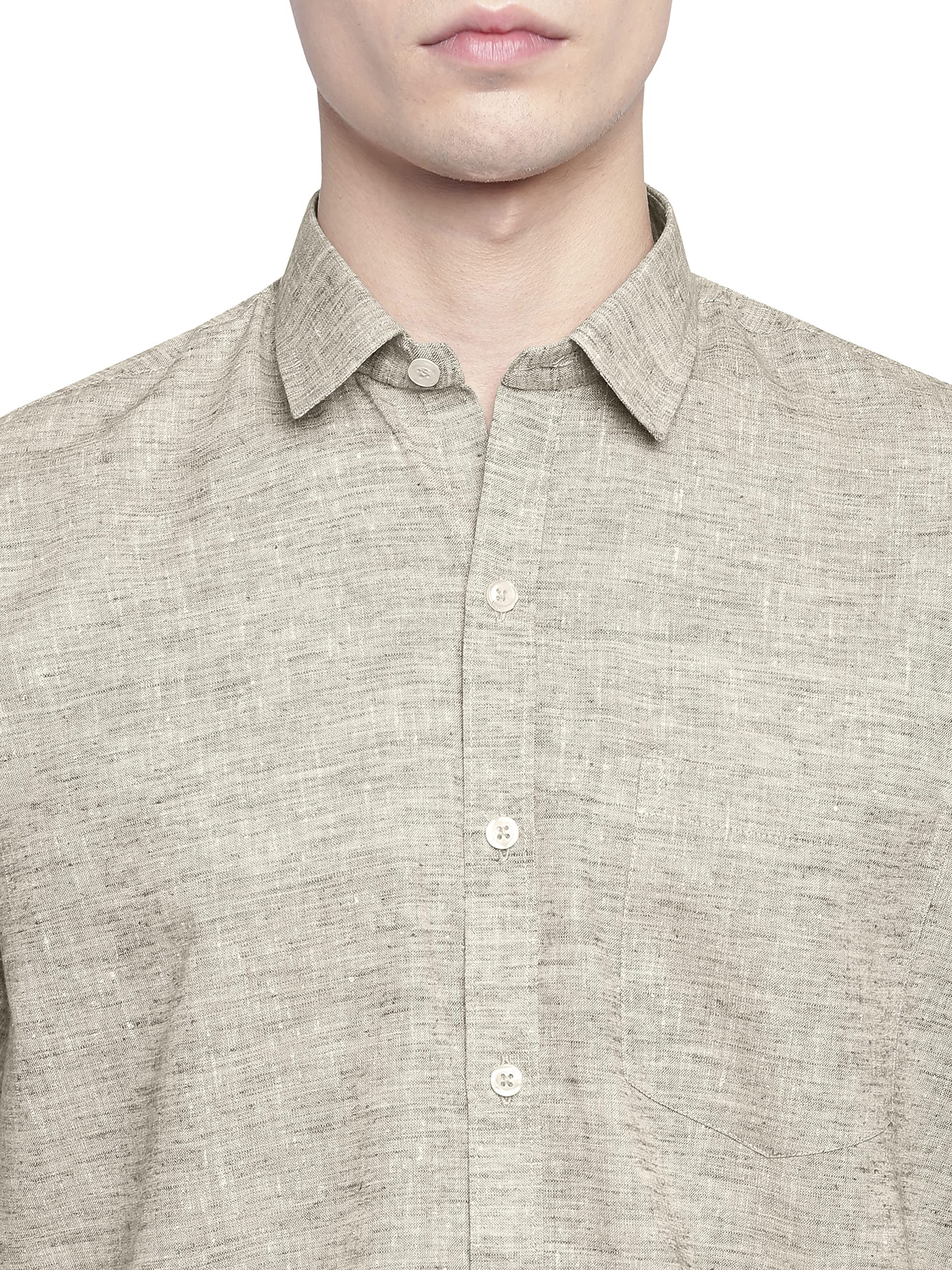 GHPC Cotton Linen Plain Solid Half Sleeves Regular Fit Formal Shirt for Man (Brown, FSH208419_42) 4