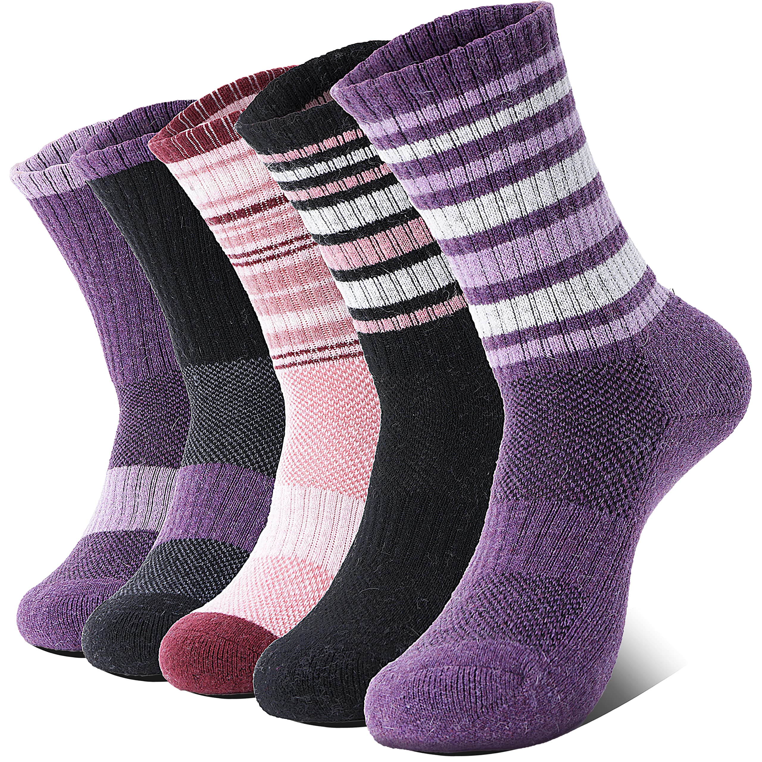 Womens Wool Boot Socks for Ladies 5 Pairs Crew Long Heavy Thermal Comfy Warm Thick Winter Work Soft Cold Socks