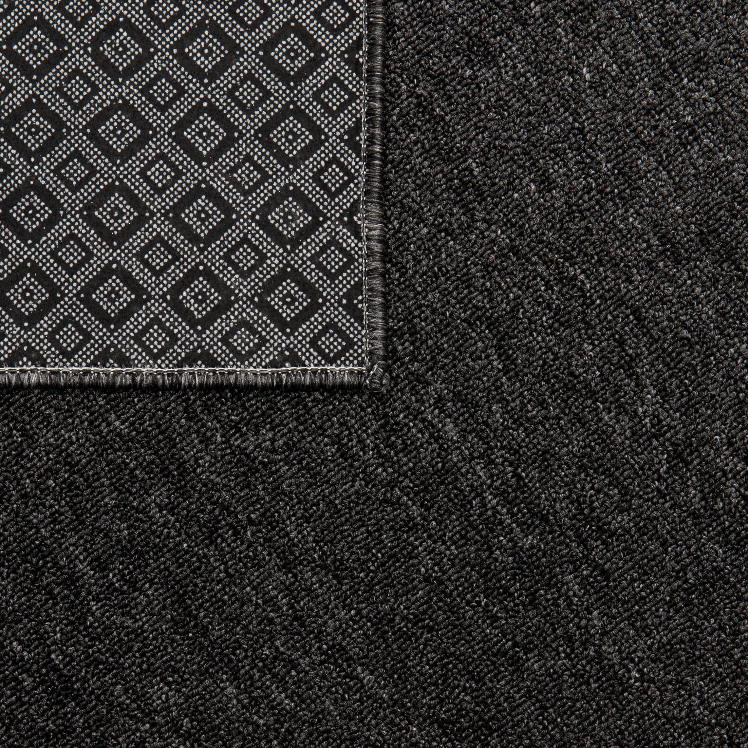 TAPISO Nizza Teppich Anthrazit Einfarbig Melange Anti Rutsch Loop-Teppich Waschbar Wohnzimmer Schlafzimmer Büro Pflegeleicht ÖKO-TEX 160 x 220 cm