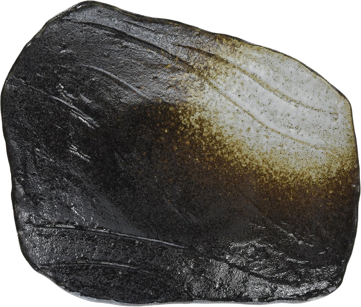 Yamasita craft 11160010 Kurobizen Arase Type Appetizer Dish, 6.7 x 8.3 x 1.6 inches (17 x 21 x 4 cm)