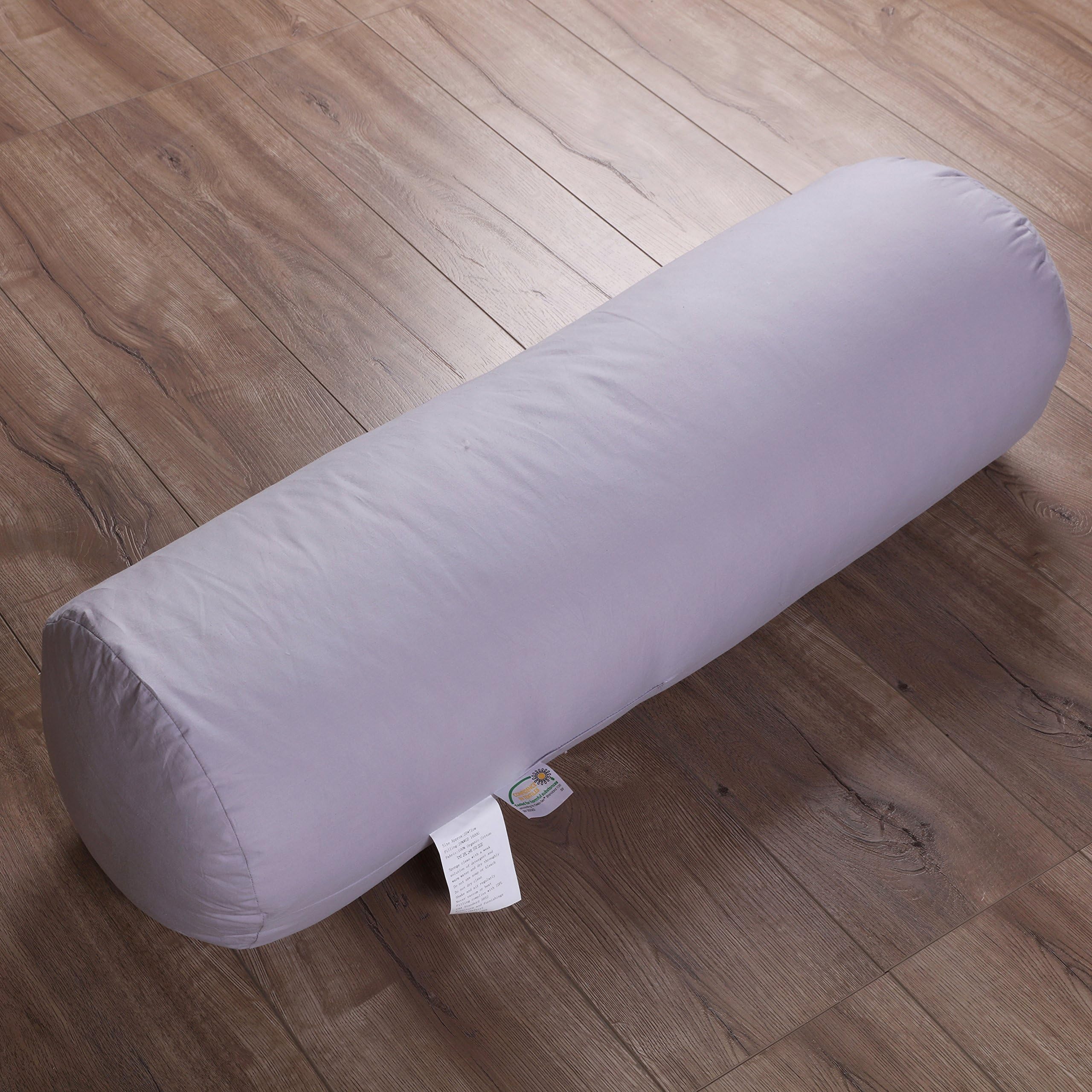 Unite Down 20% Goose Down Neck Roll Bolster Pillow 100% cotton 233TC Pillow (6x16inch(16x41cm), Grey)