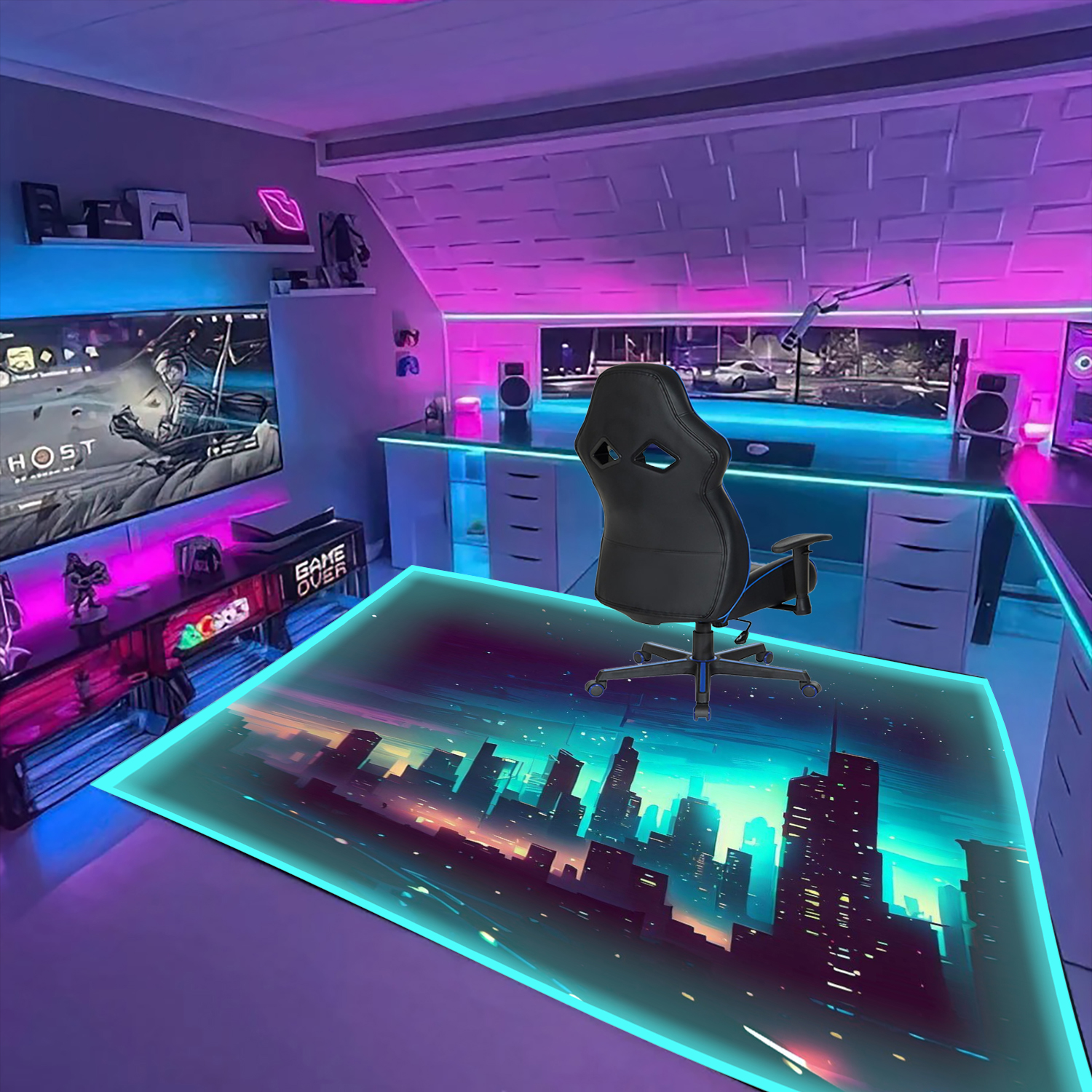 Amazon.com: DEALZOOM Gaming Rug RGB LED Light (3x5 Skyline