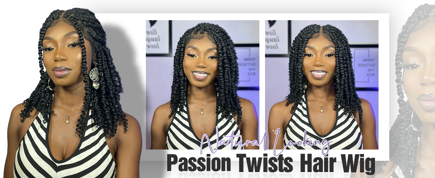 Lightweight Short Passion Twist Wig with Baby Hair, Double Full Lace Knotless Amazon.com : Fancy Hair Double Full Lace Knotless Braided  main image 3