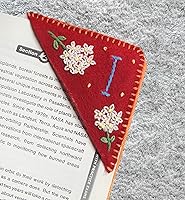 Vista 24 de Marcapáginas de esquina bordado a mano personalizado, lindo marcador de libro con flores, regalo de costura a mano para mujeres amantes de los Rojo