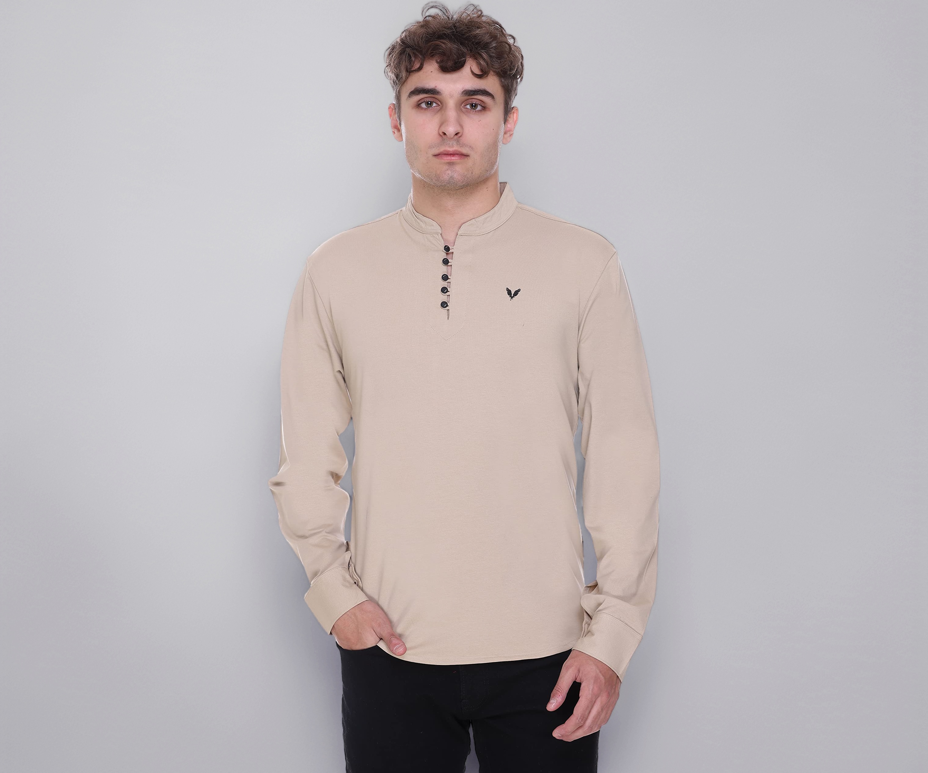 GODFREY Men's Pure Cotton Ethnic Wear Long Sleeve Kurta Plus Size