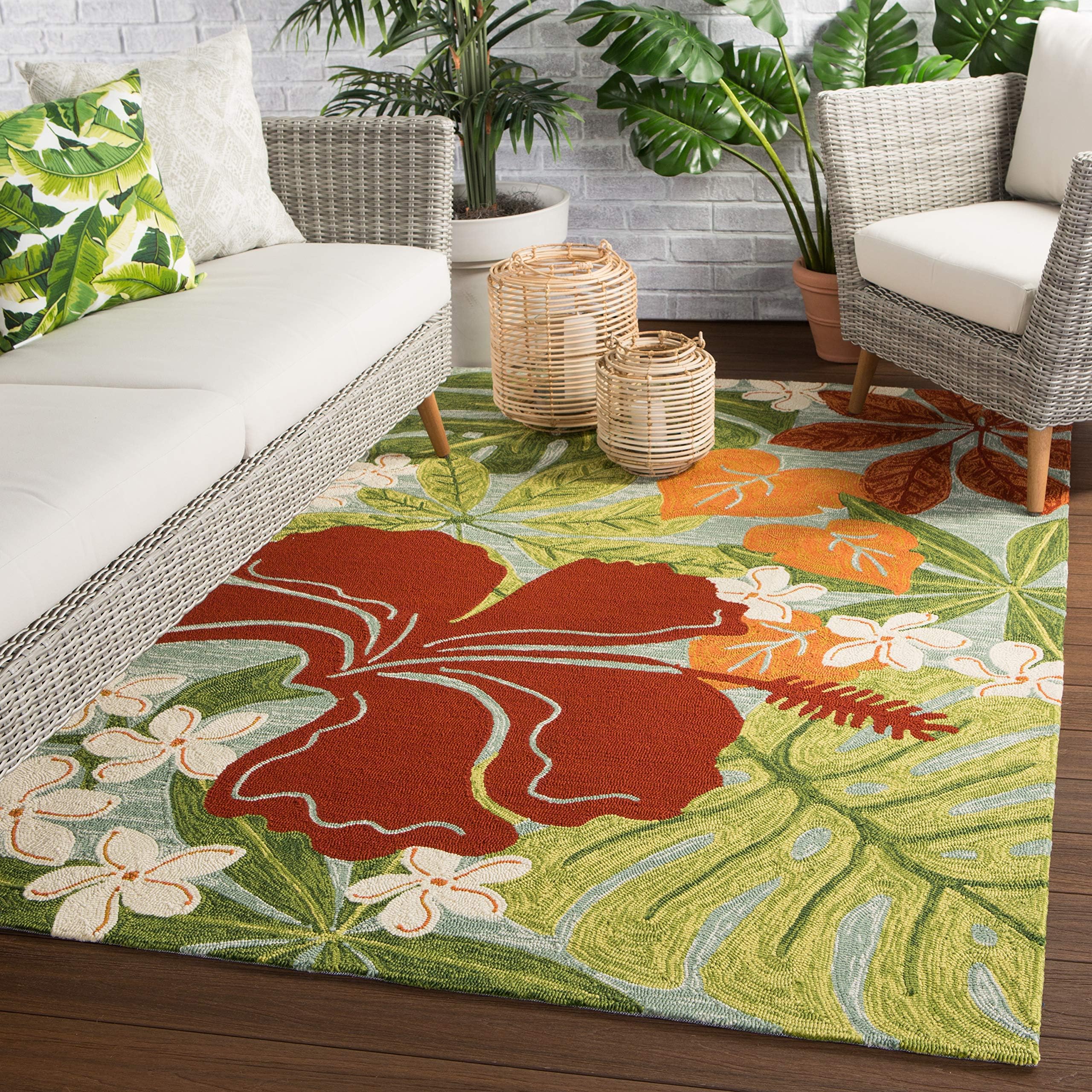 Jaipur Coastal Living(R) I-O Luau Solid Pattern Red/Indoor/Outdoor Rug