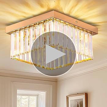 Cainjiazh 9.8" Chandelier Crystal Chandelies Ceiling Lighting Fixtures Flush Mount Ceiling Light E12 Round Modern Light Fittings For Kitchen Hallway Living Room Bedroom Hall Home Decoration(Gold