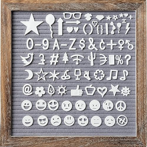 Miniatura 9 de MAINEVENT - Juego de tableros de fieltro intercambiables con marco de madera de 10 x 10 pulgadas , 374 letras incluyendo Emojis, gancho de pared,