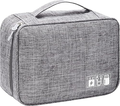 Miniatura 10 de VOCUS Organizador de artículos electrónicos, bolsa organizadora de cables de viaje para accesorios electrónicos, estuche de almacenamiento grande
