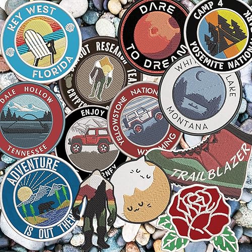 Miniatura 6 de Parche bordado con puesta de sol para planchar y coser, para amantes de la naturaleza, emblema decorativo para vacaciones, viajes, recuerdo,